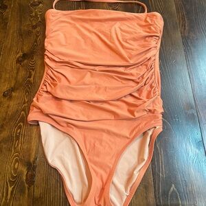 J Crew Orange Ruched Swimsuit